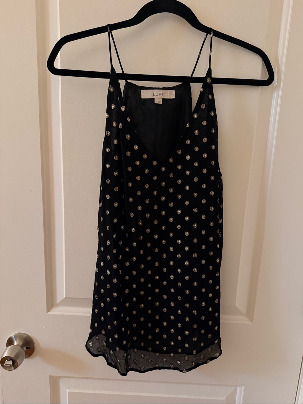 LOFT Black Evening Slip Tank Top with Beaded Detail